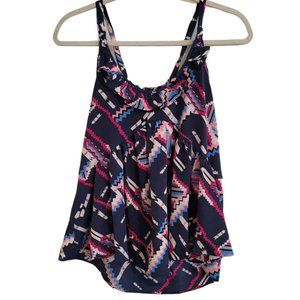 RAPSODIA - Fluttery Sleeveless Tank Blouse with vibrant tribal pattern - Size S